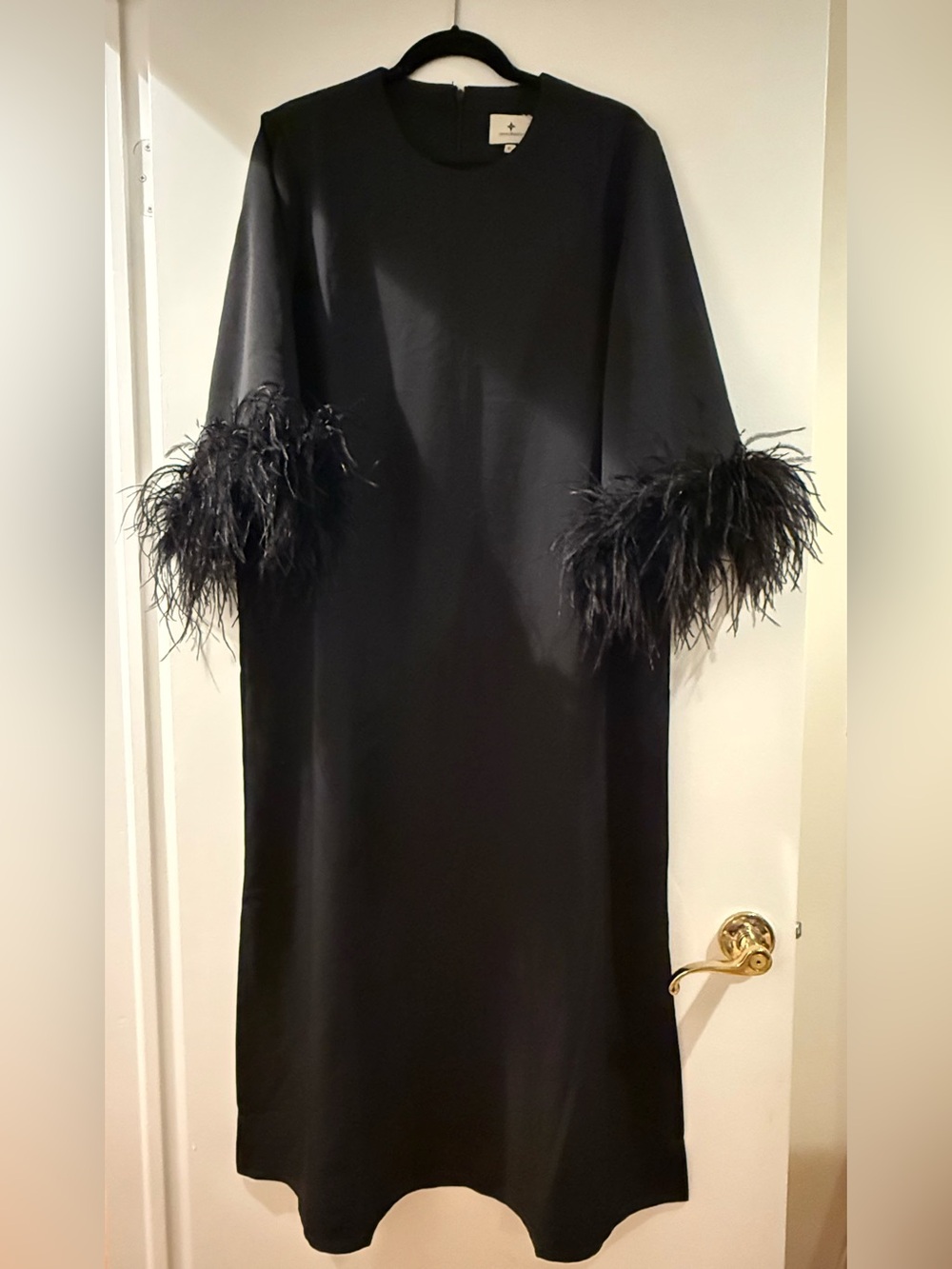 Tuckernuck XL Black Feather-Trim Shift Dress